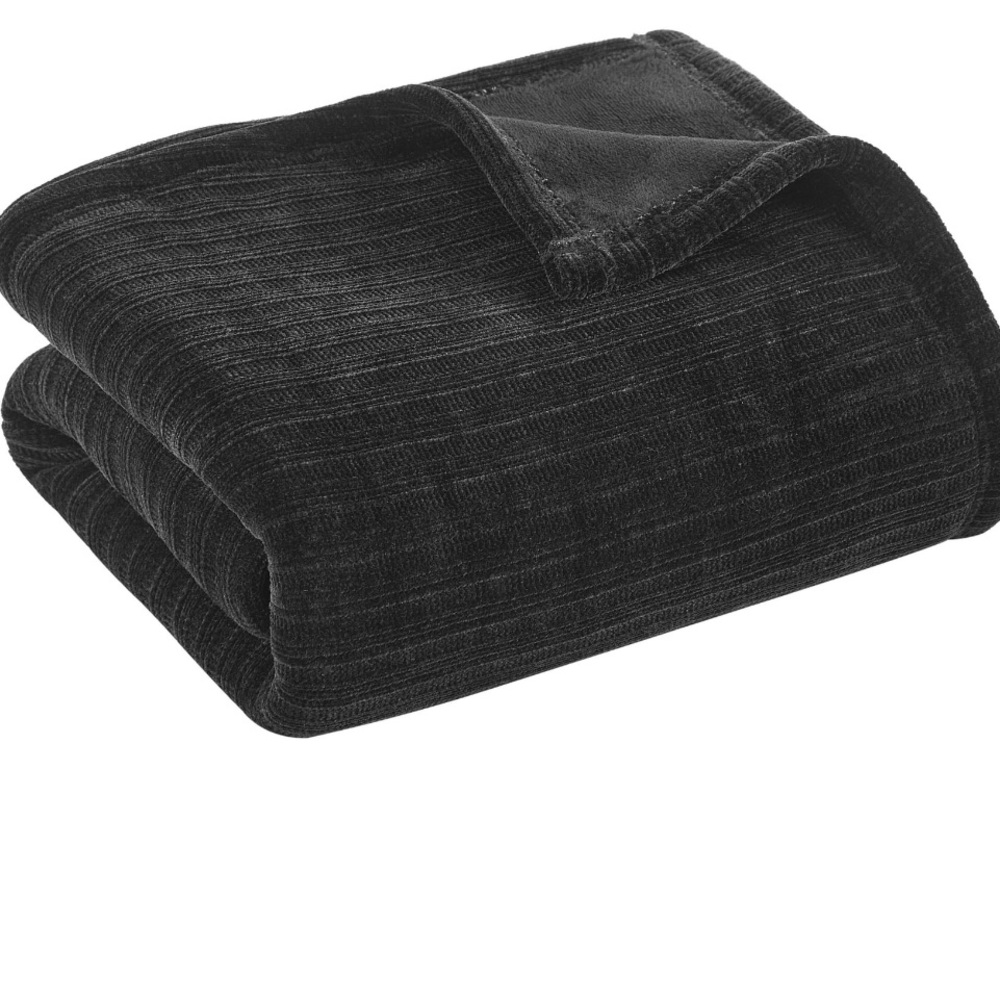 NEW Cozy Chenille Reverse to Plush Soft Couch Throw 60x50 BLACK by Mainstays